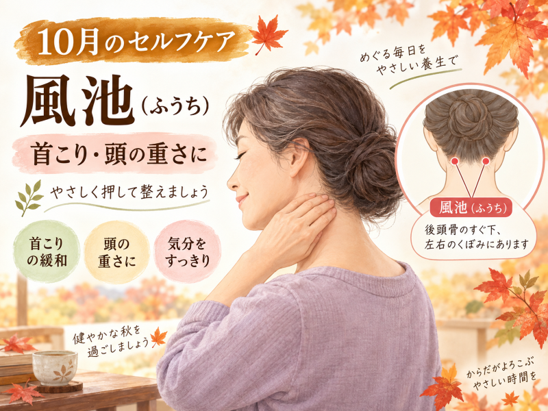 秋の首こり・頭の重さに　ツボ「風池（ふうち）」でセルフケア