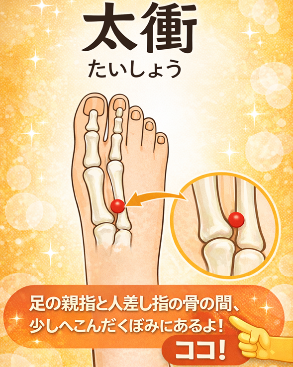 【春のストレスやイライラに。気の巡りを整える足のツボ『太衝（たいしょう）』】